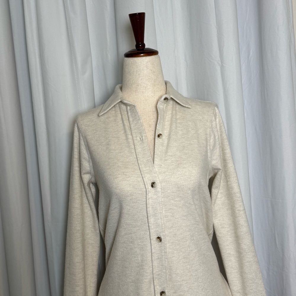 Faherty Legend Sweater Shirt Dress Womens XS Ivory Button Front Pockets NWT - Picture 6 of 14
